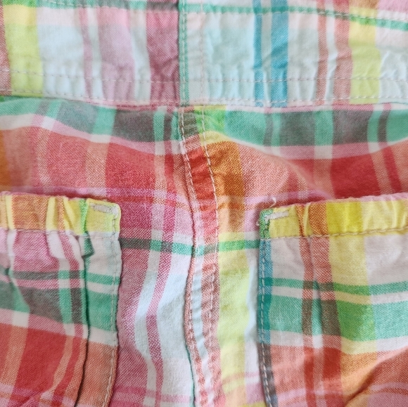 Vintage Oshkosh Infant Girl Pink Plaid Romper Shortall 18 Months Button Straps - Picture 2 of 5